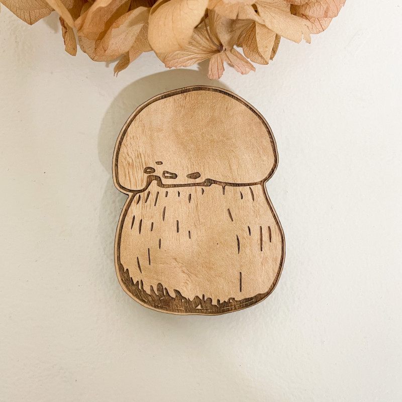 Décapsuleur Cèpe en Bois Vernis – Accessoire Aimanté | Marlène Création