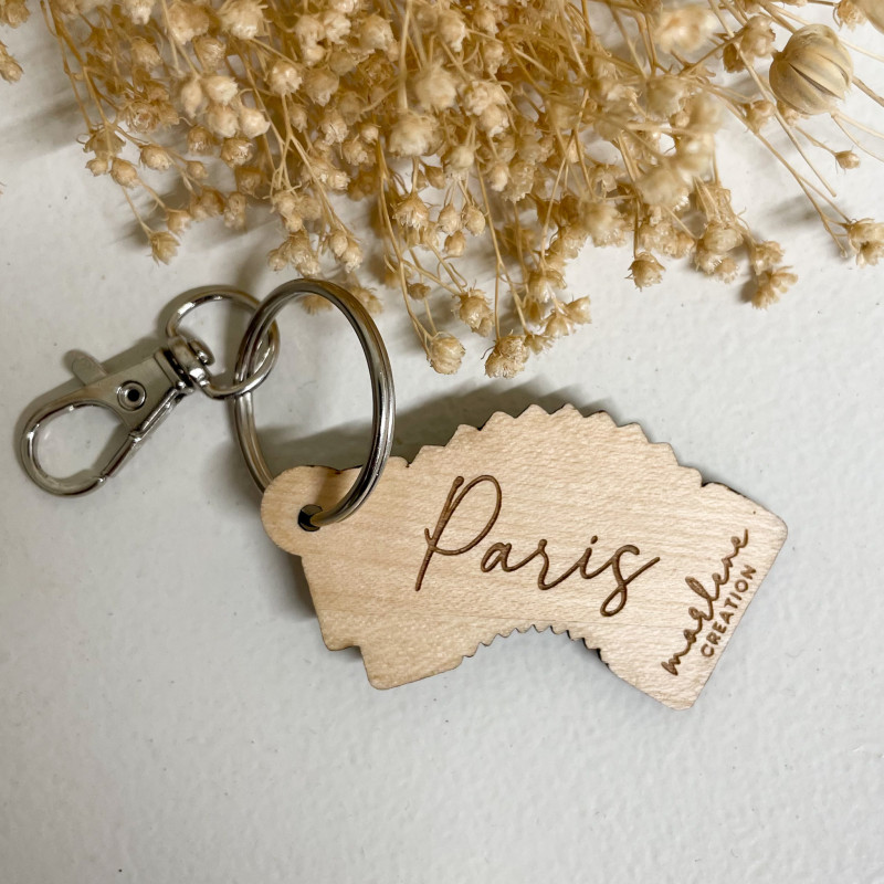 Porte-clés accordéon bois – Cadeau musique personnalisé