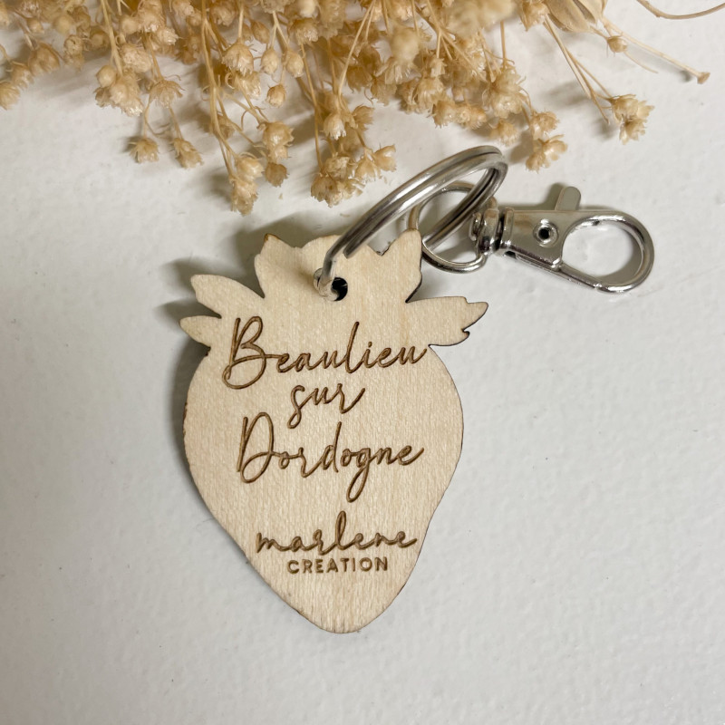 Porte-clés fraise bois – Cadeau artisanal personnalisé