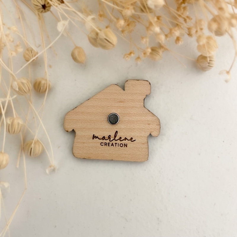 Magnet Chalet en Bois Vernis – Décoration Artisanale | Marlène Création