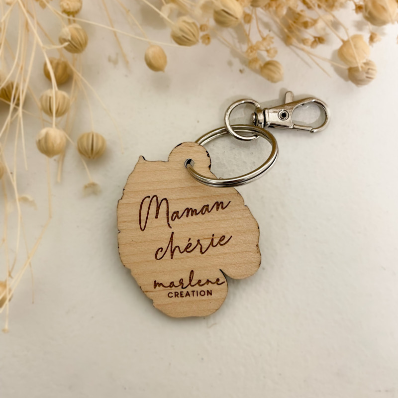 Porte-clés Monstera bois – Cadeau exotique personnalisé