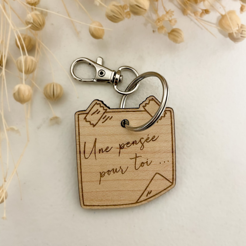 Porte-clés post-it bois – Cadeau original personnalisé