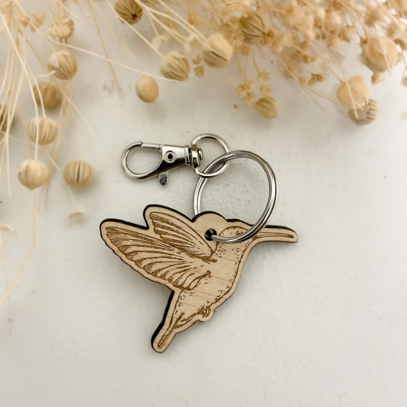 Porte-clés colibri bois – Cadeau artisanal personnalisé