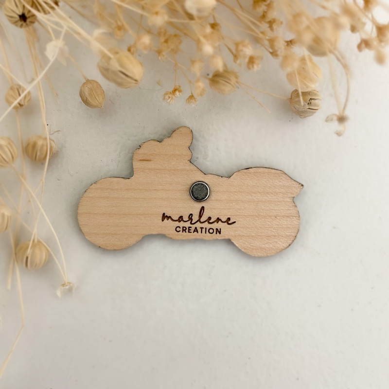 Magnet Moto Cruiser Harley en Bois Vernis – Décoration Artisanale | Marlène Création