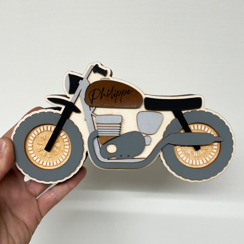 Tirelire Moto Personnalisée – Cadeau Original Motard – Fabrication Artisanale | Marlène Création