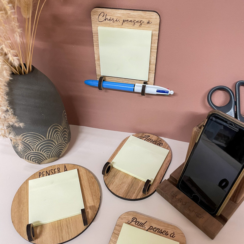 Support de Post-it en bois personnalisable – Idée cadeau utile