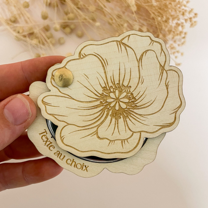 Miroir de Poche Personnalisé – Façade Florale et Texte au Choix | Marlène Création