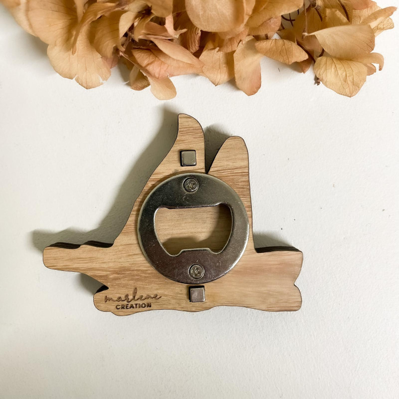 Décapsuleur Bateau en Bois Vernis – Accessoire Aimanté | Marlène Création