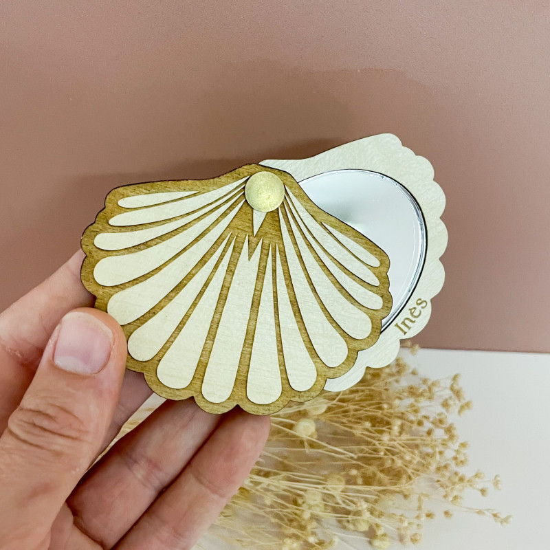 Miroir de Poche Personnalisé – Façade Florale et Texte au Choix | Marlène Création