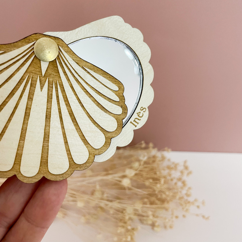 Miroir de Poche Personnalisé – Façade Florale et Texte au Choix | Marlène Création