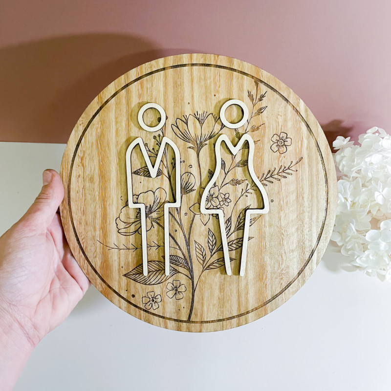 Signalétique toilettes bois