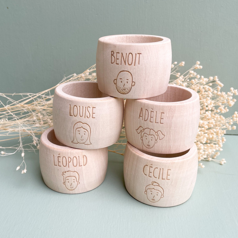 Rond de serviette personnalisé en bois – Artisanat français | Marlène Création