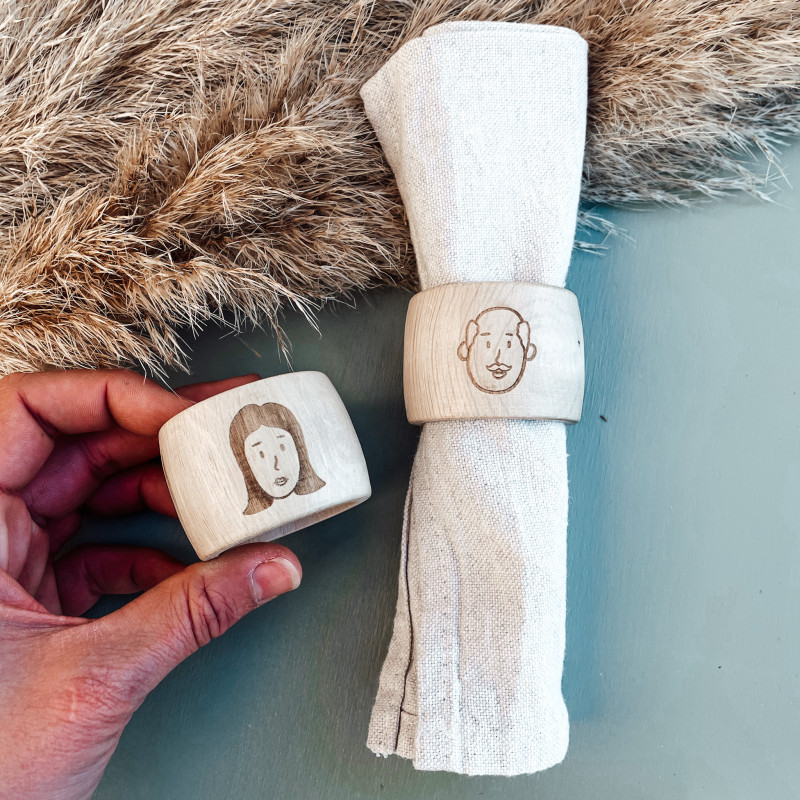 Rond de serviette personnalisé en bois – Artisanat français | Marlène Création