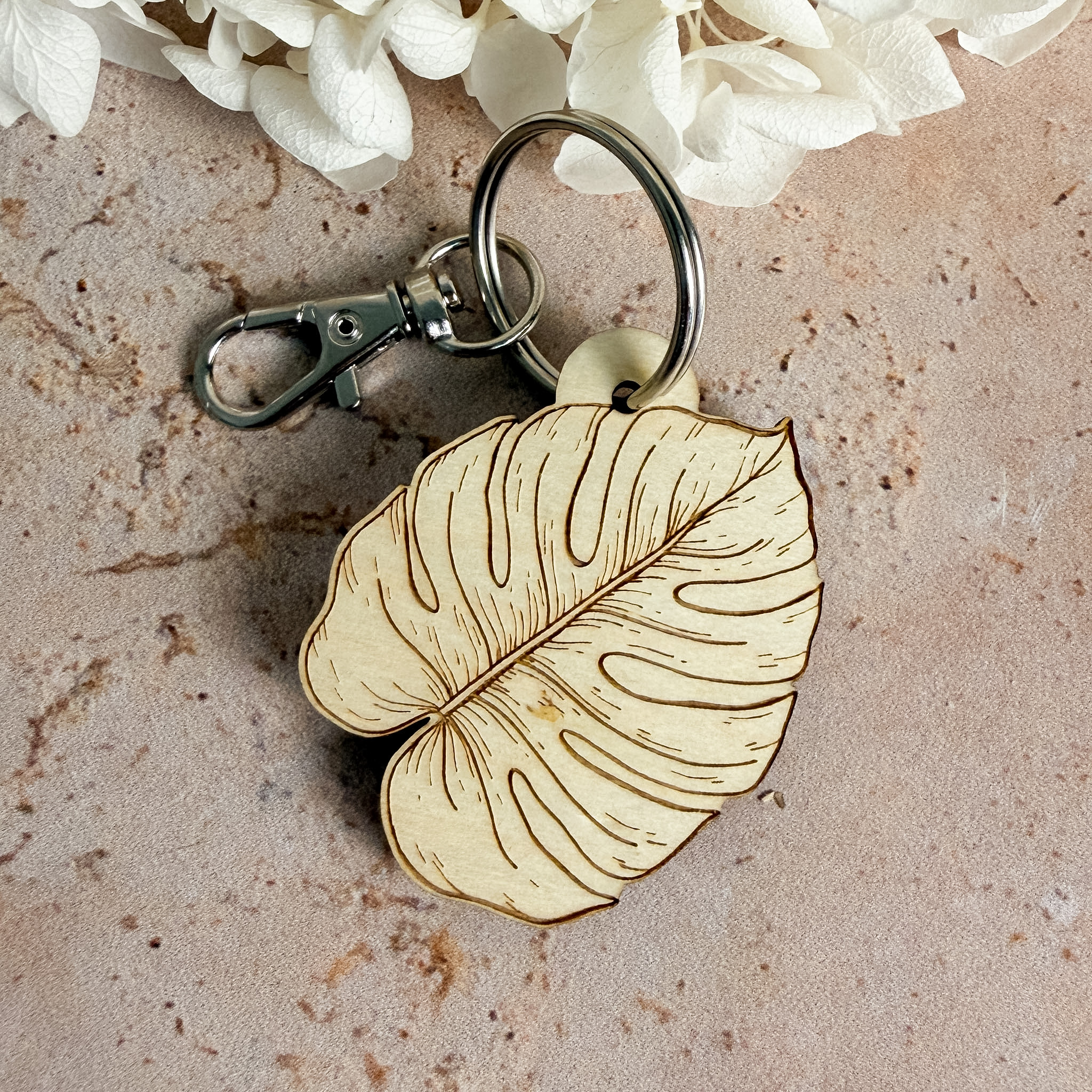 Porte-clés feuille exotique monstera
