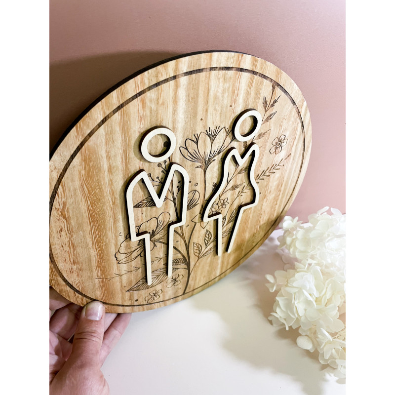 Pancarte toilettes fleuri – Image 3